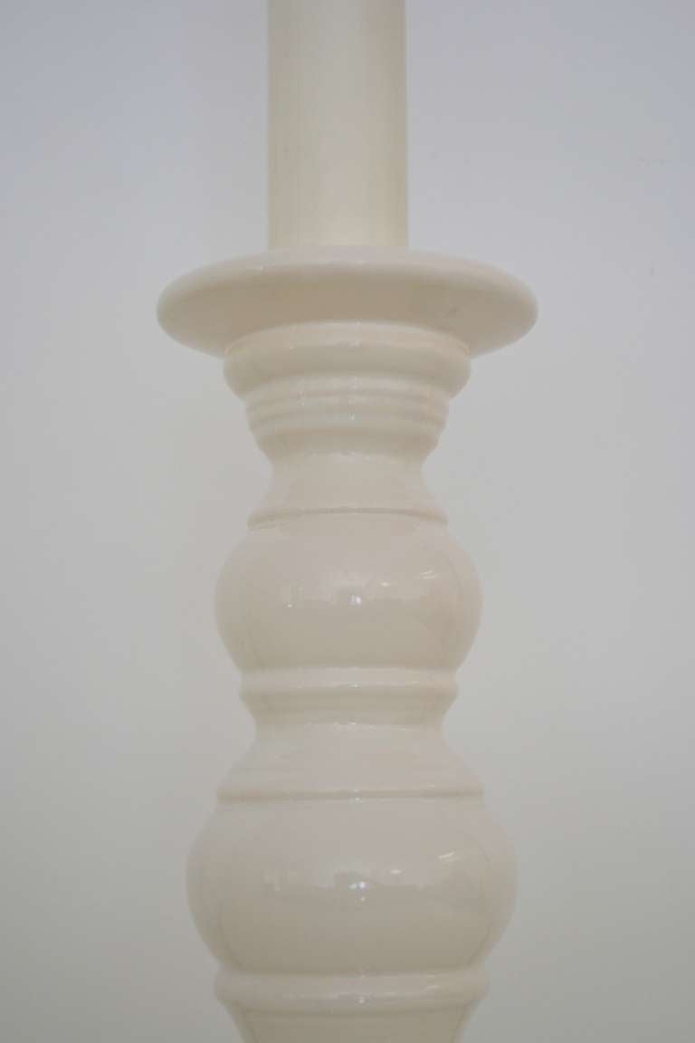 20th Century Pair of White Glazed Ceramic Table Lamps