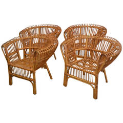 Italian Rattan Lounge Chair