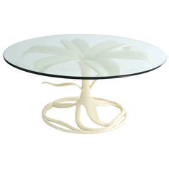 Mid-Century White Lacquered, Glass-Top Cocktail Table by Arthur Court 3