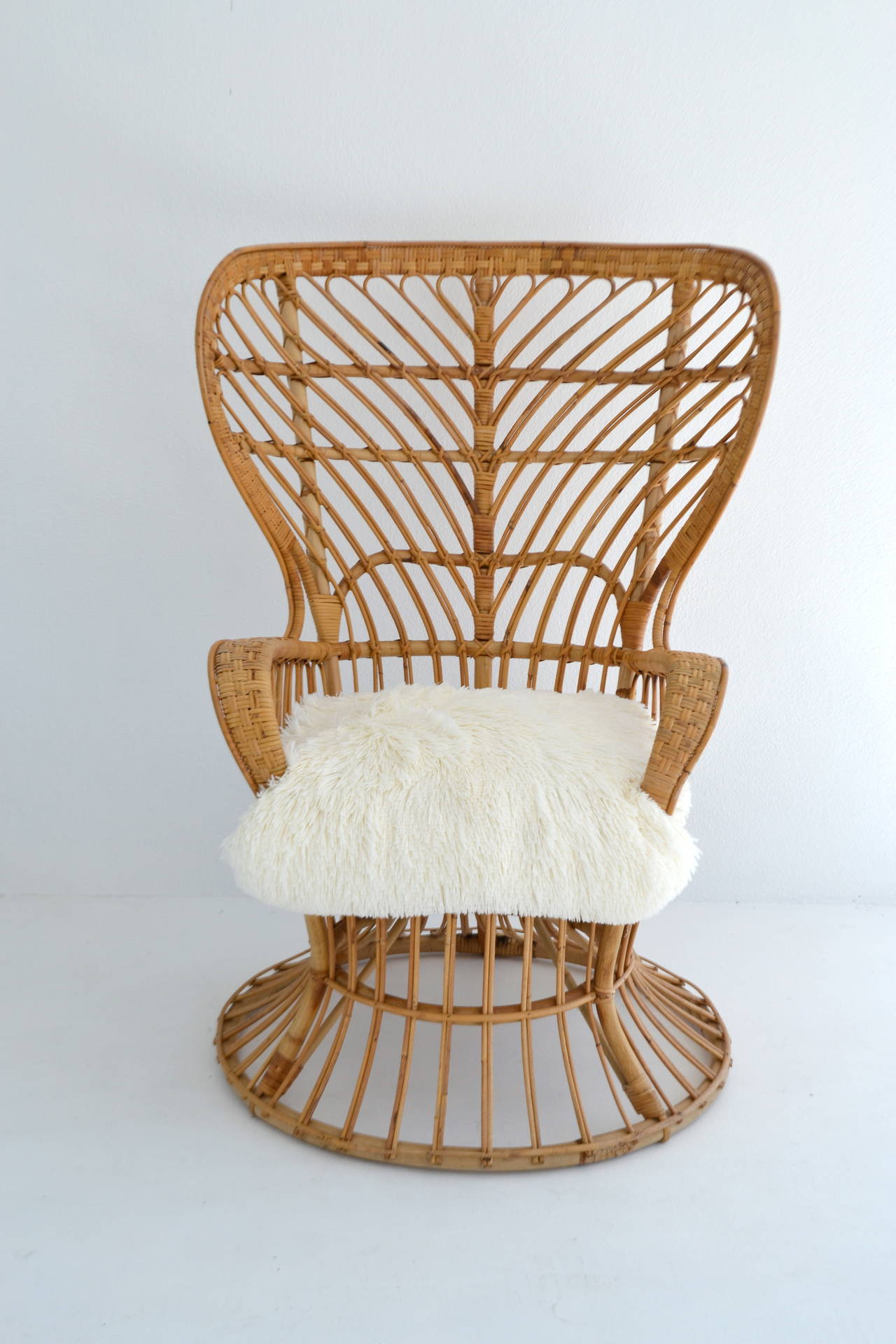 Mid-Century Modern Woven Rattan and Bamboo Chair