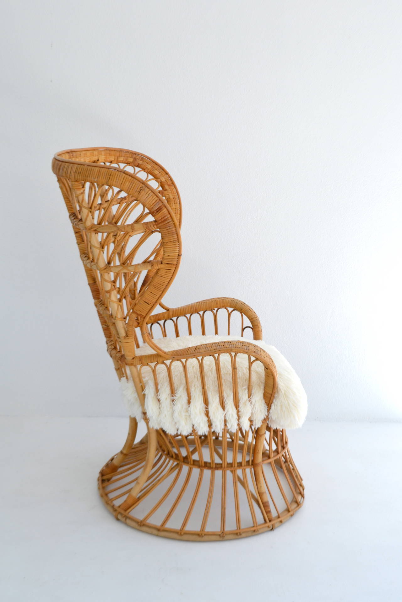 Italian Woven Rattan and Bamboo Chair