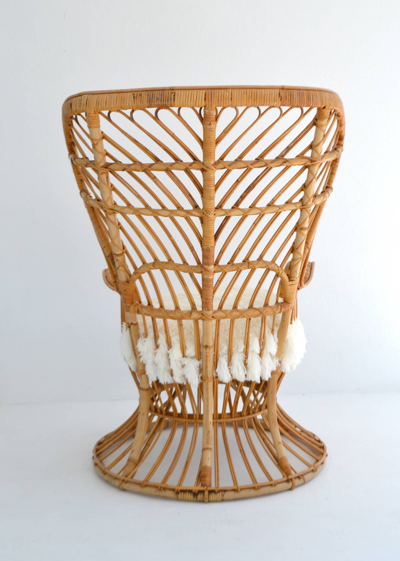 Mid-20th Century Woven Rattan and Bamboo Chair