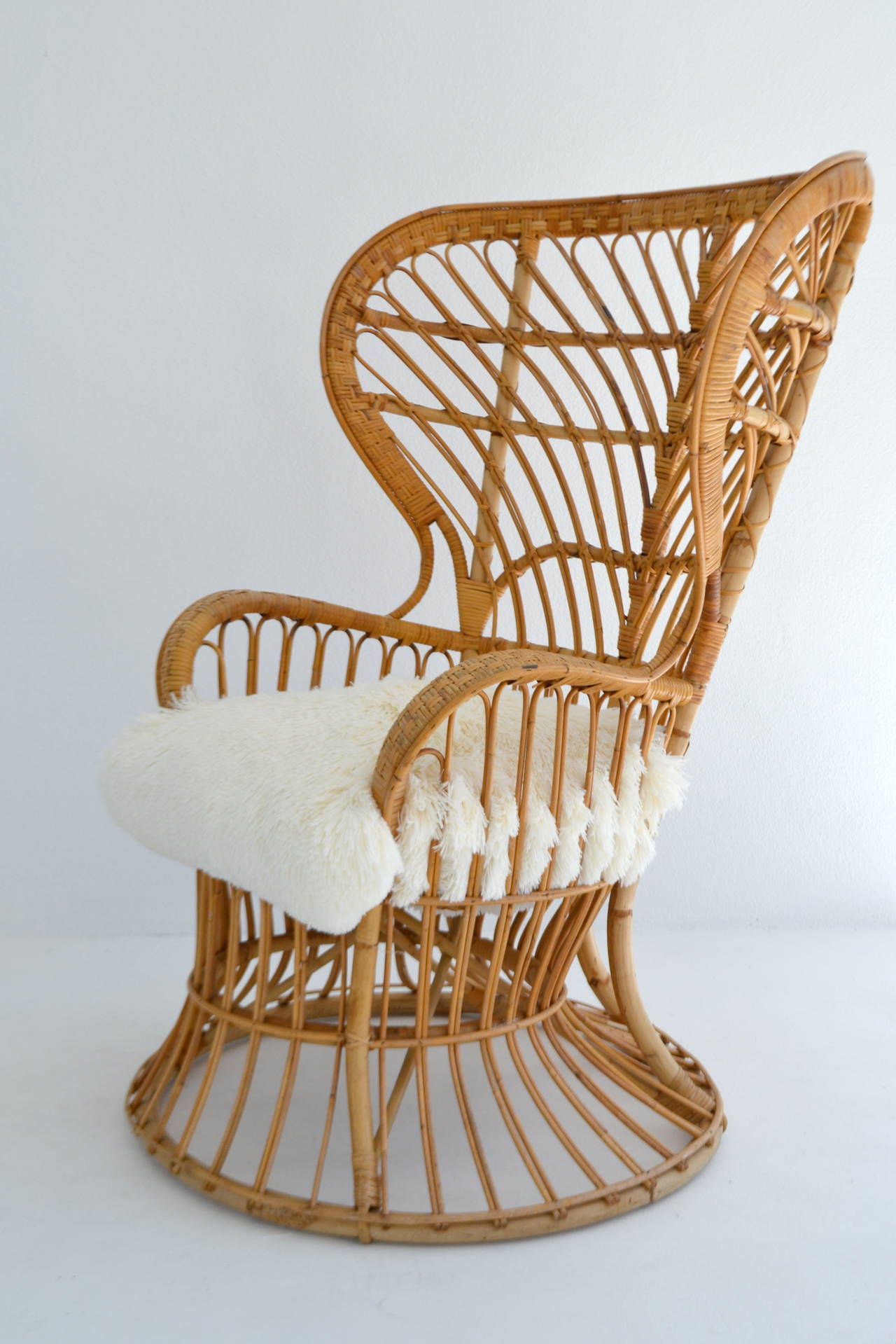 Woven Rattan and Bamboo Chair In Excellent Condition In West Palm Beach, FL