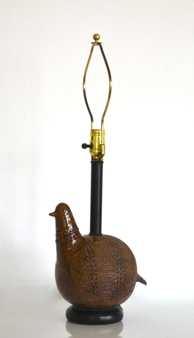 Mid-Century Modern Ceramic Partridge Form Table Lamp by Bitossi