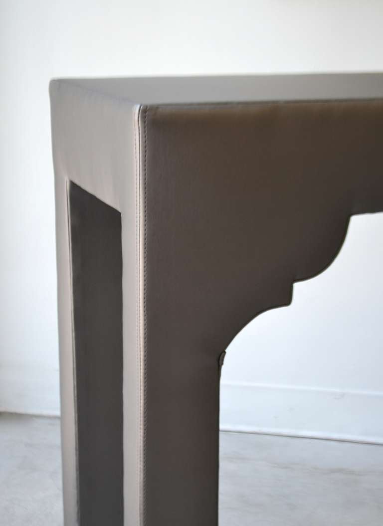 Faux Leather Custom Upholstered Console Table