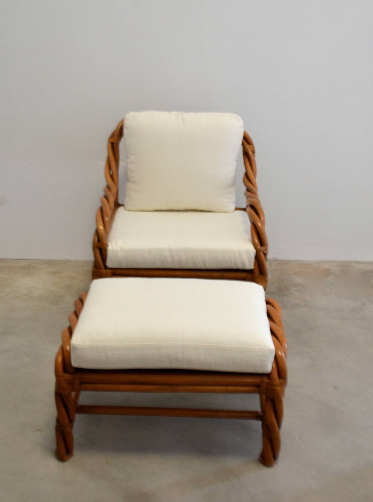 Rattan Club Chair and Ottoman