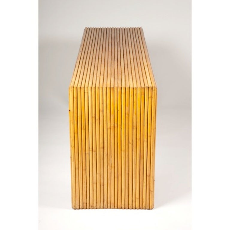 Mid Century Bamboo Parsons Style Console Table
