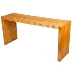 Mid Century Bamboo Parsons Style Console Table
