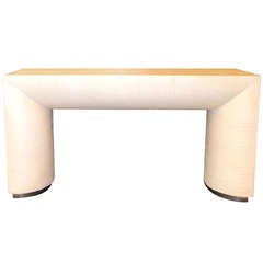 White Lacquered Textured Console