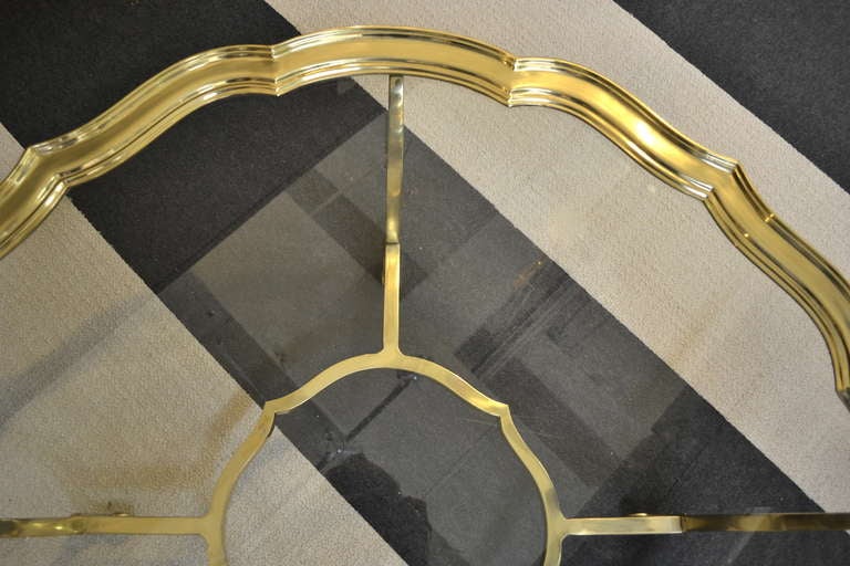 Brass and Glass Cocktail Table In Excellent Condition In West Palm Beach, FL