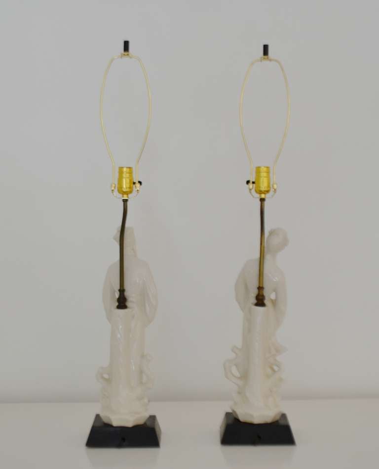 Pair of Blanc de Chine Table Lamps In Excellent Condition In West Palm Beach, FL