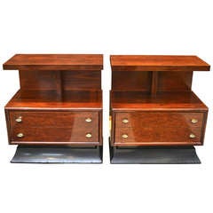 Pair of Art Deco Style Mahogany Bedside Tables