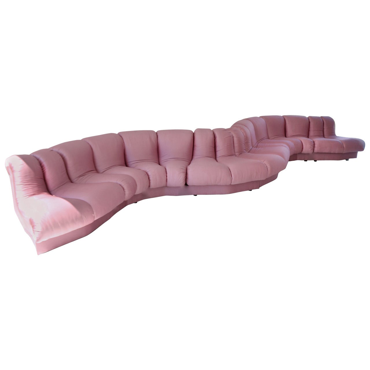 Eight-Piece Serpentine Sectional Sofa For Sale