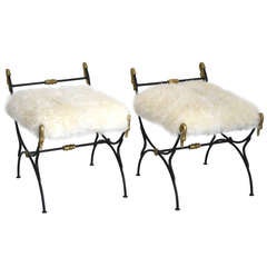 Pair of Wrought Iron Stools / Benches