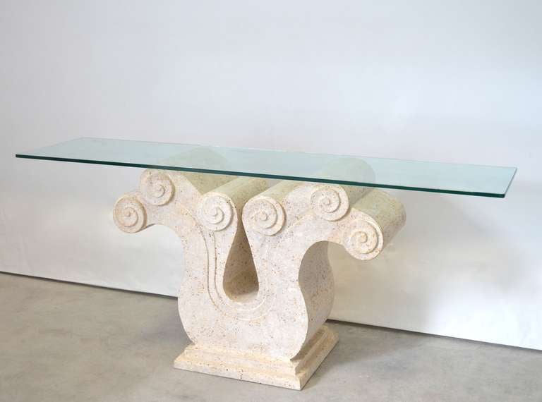 Post-Modern Carved Stone Console Table