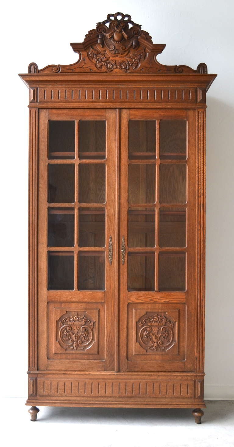 French Provincial Oak  Bookcase / Cabinet