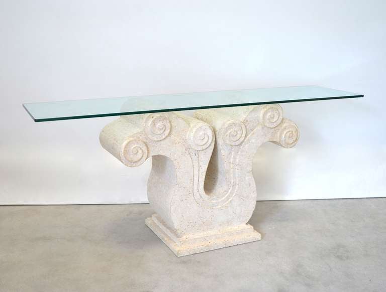 American Carved Stone Console Table
