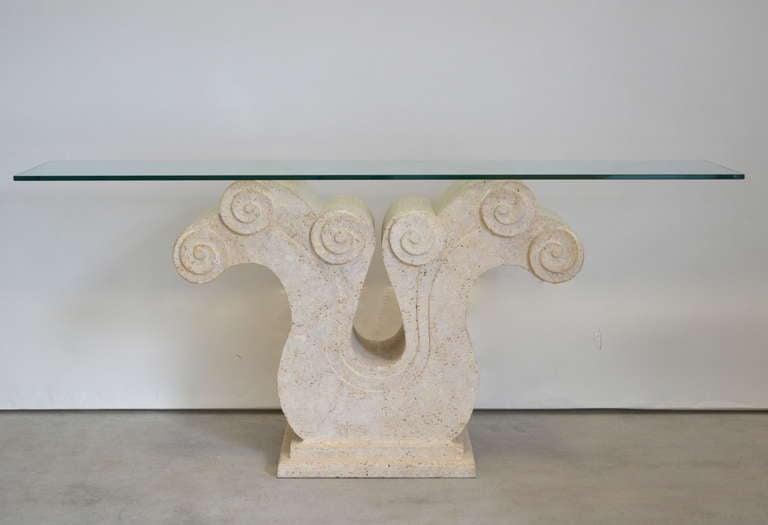 Carved Stone Console Table In Excellent Condition In West Palm Beach, FL