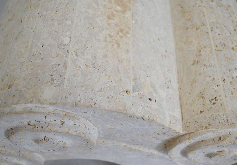 Coral Carved Stone Console Table