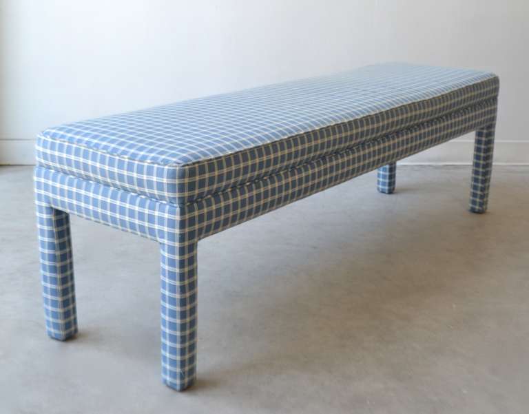 Mid-Century Modern Parsons Style Upholstered Bench