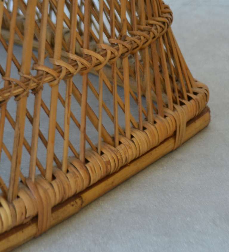 Bamboo Pair of Rattan Side Tables