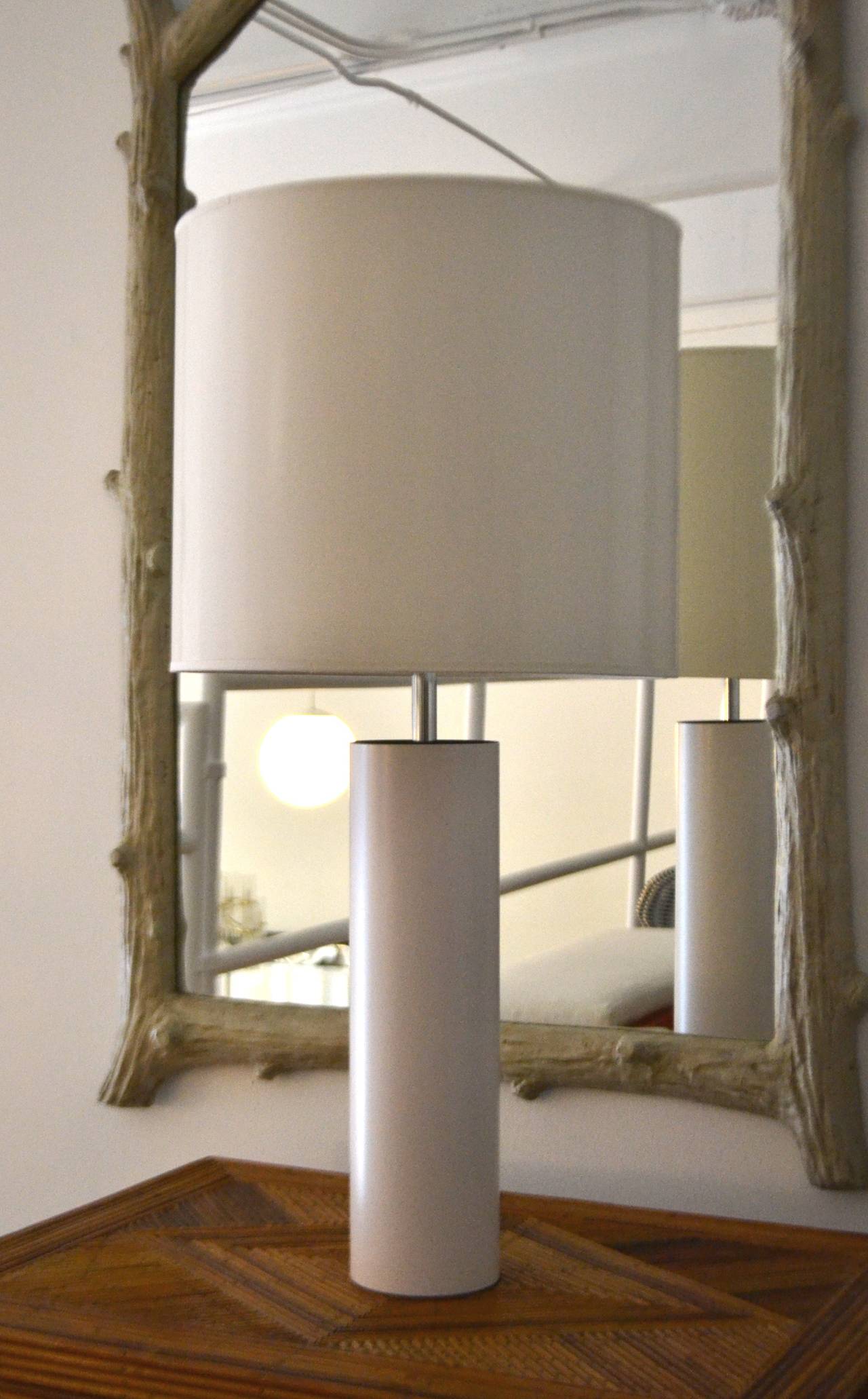 Chrome Cylinder Table Lamp by Robert Sonneman For Sale