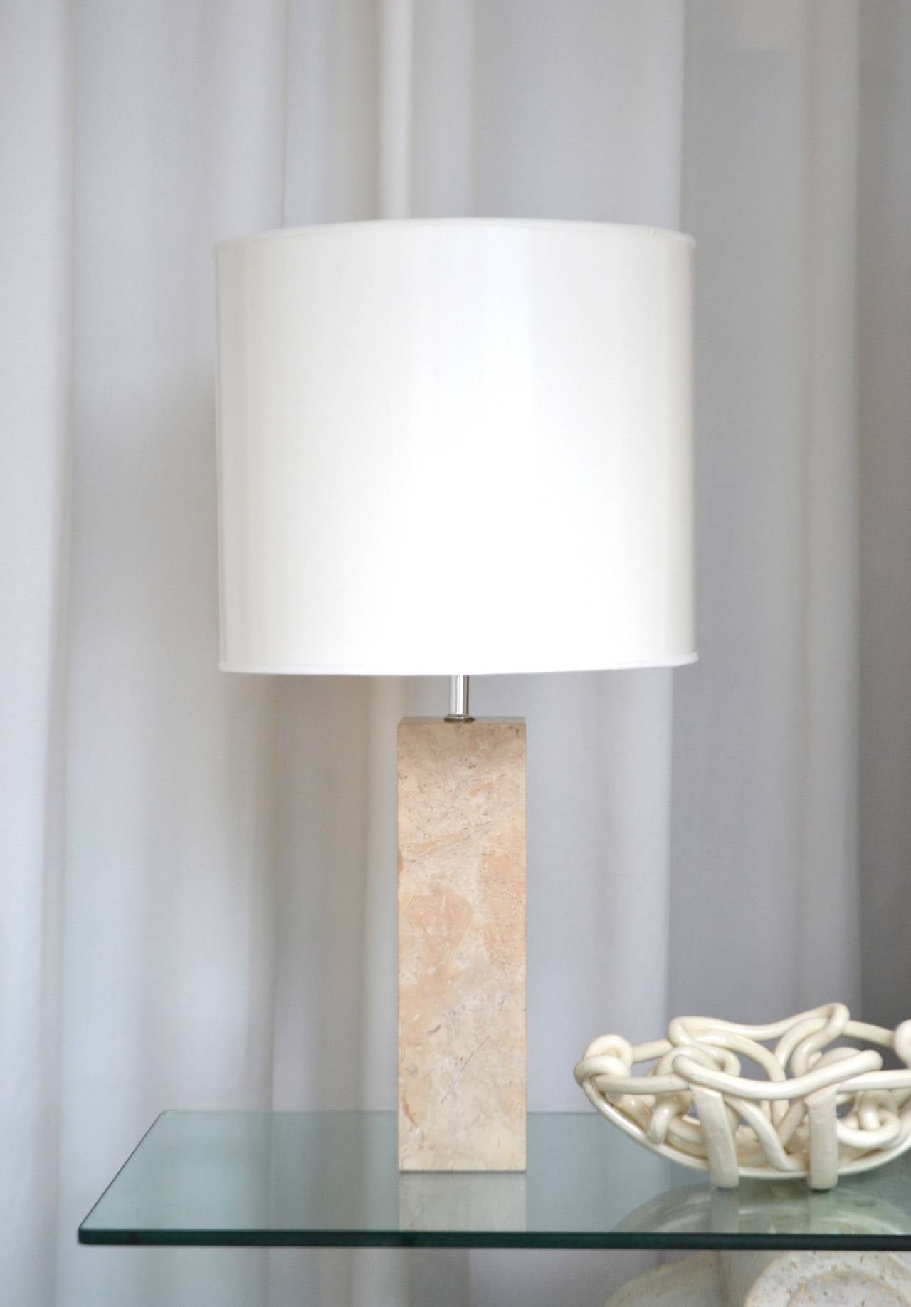 Marble Column Form Table Lamp by Robert Sonneman 2