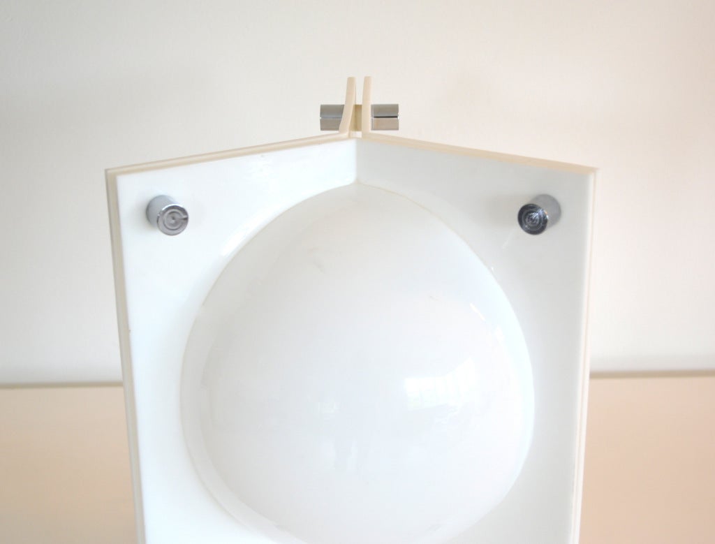 Mid-20th Century Rare Neal Small White Molded  Acrylic Three-Sided Table Lamp