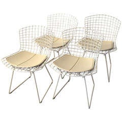 Set of White Bertoia Dining Chairs