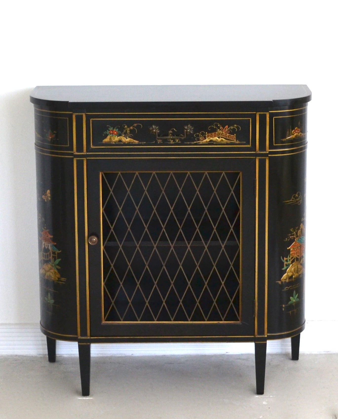 Chinoiserie Decorated Black Lacquered Chest