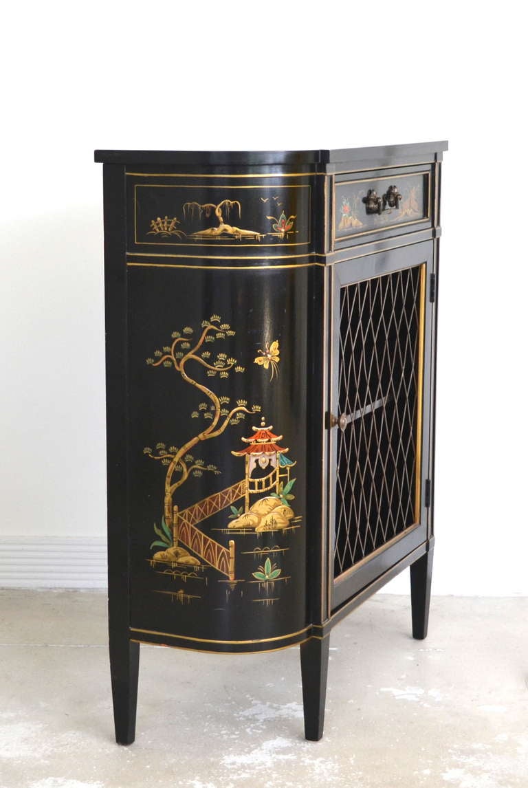 American Chinoiserie Decorated Black Lacquered Chest
