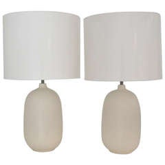 Pair of White Glazed Table Lamps