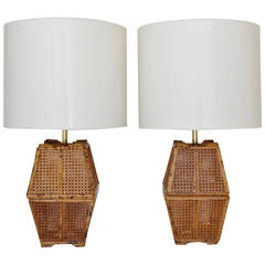Pair of Bamboo and Rattan Table Lamps