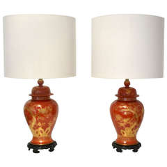 Pair of Gilt Decorated Table Lamps