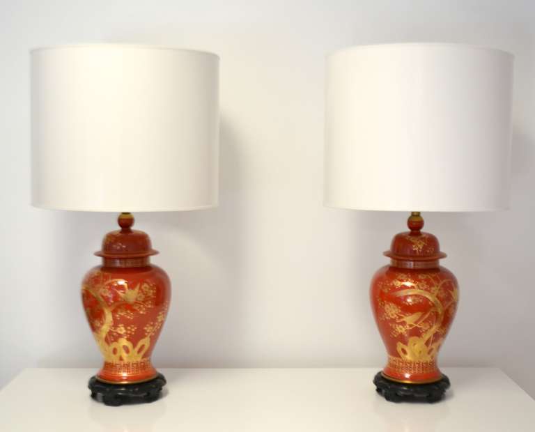 Pair of Gilt Decorated Table Lamps
