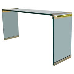 Glass Waterfall Form Console Table or Sofa Table