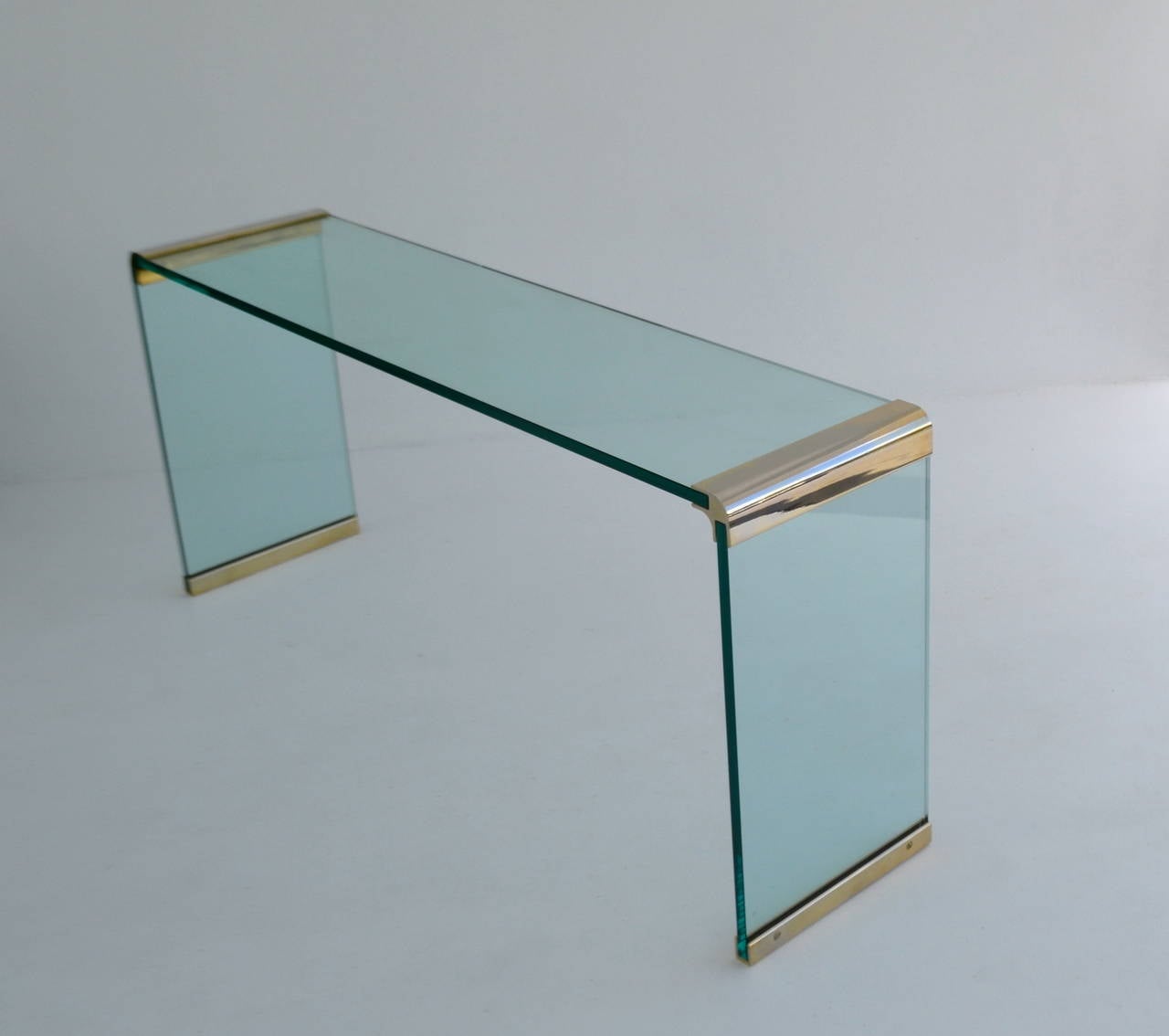 waterfall glass console table