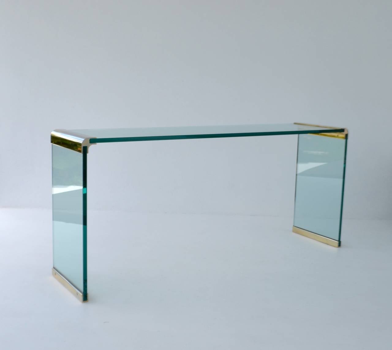 American Glass Waterfall Form Console Table or Sofa Table