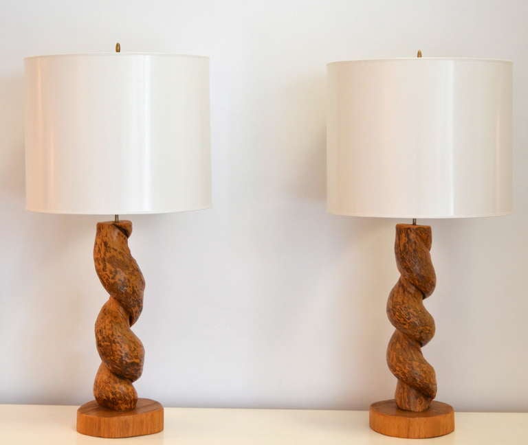 Mid-Century Modern Pair of Organic Form Table Lamps