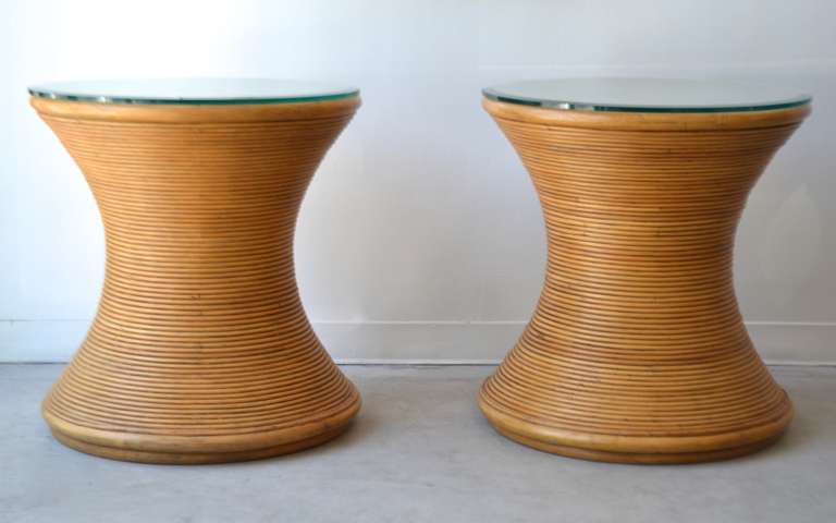 Philippine Pair of Cut Reed Side Tables