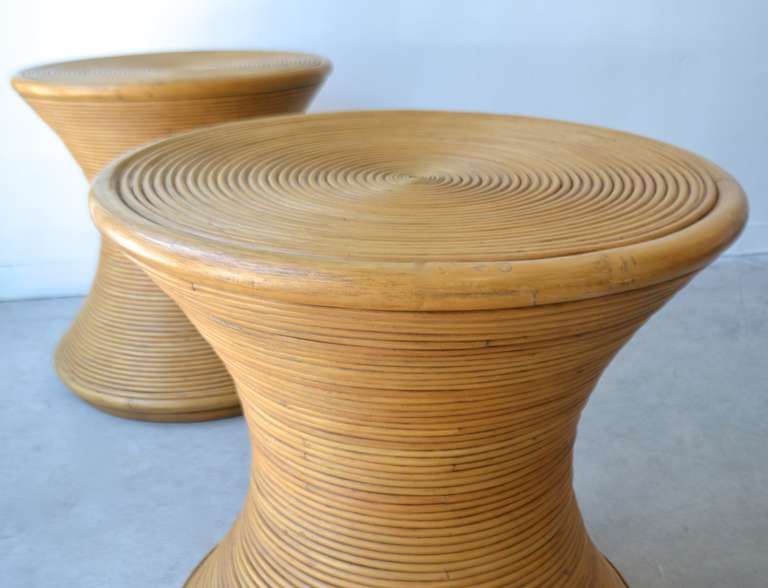 Pair of Cut Reed Side Tables 1
