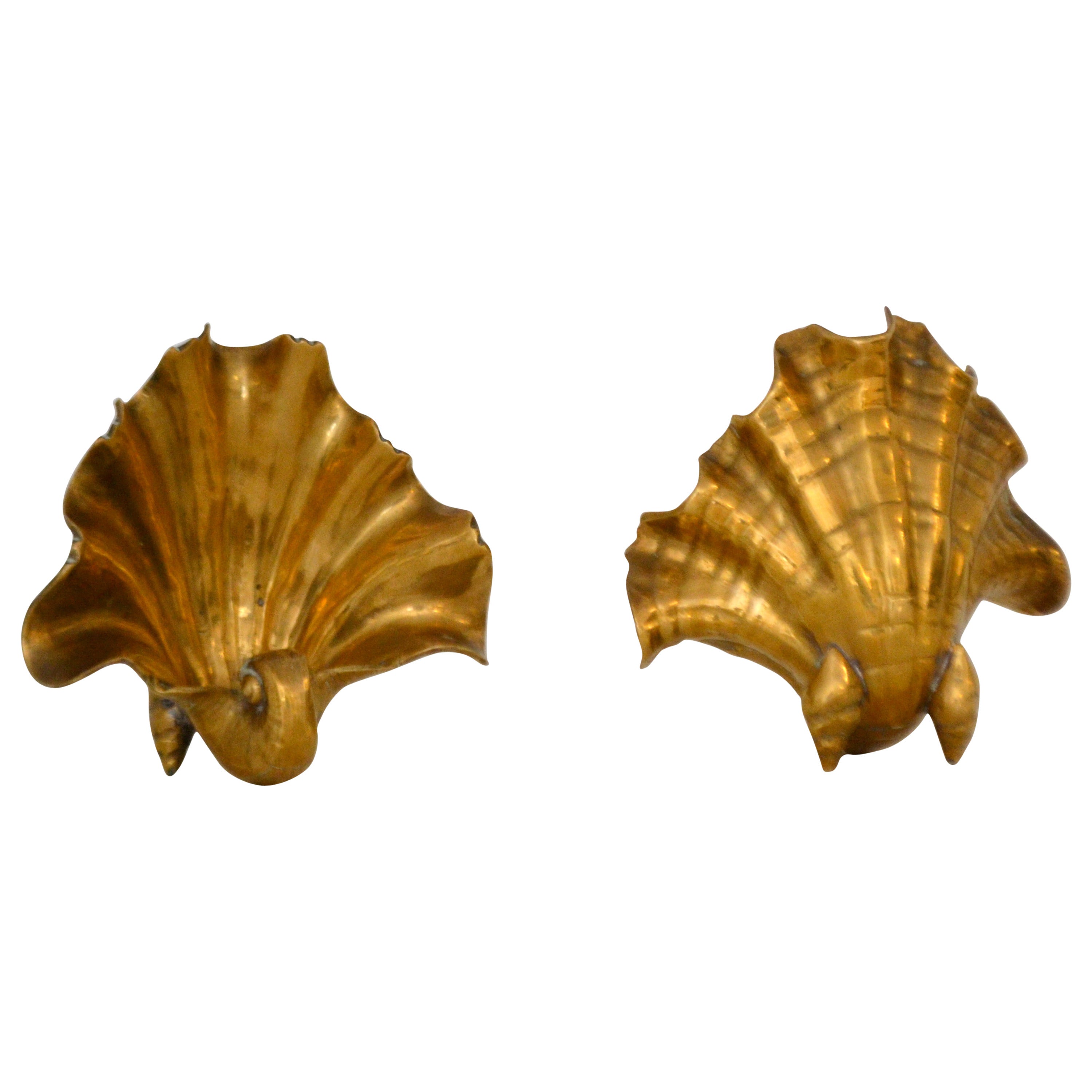 Pair of Brass Shell Garniture
