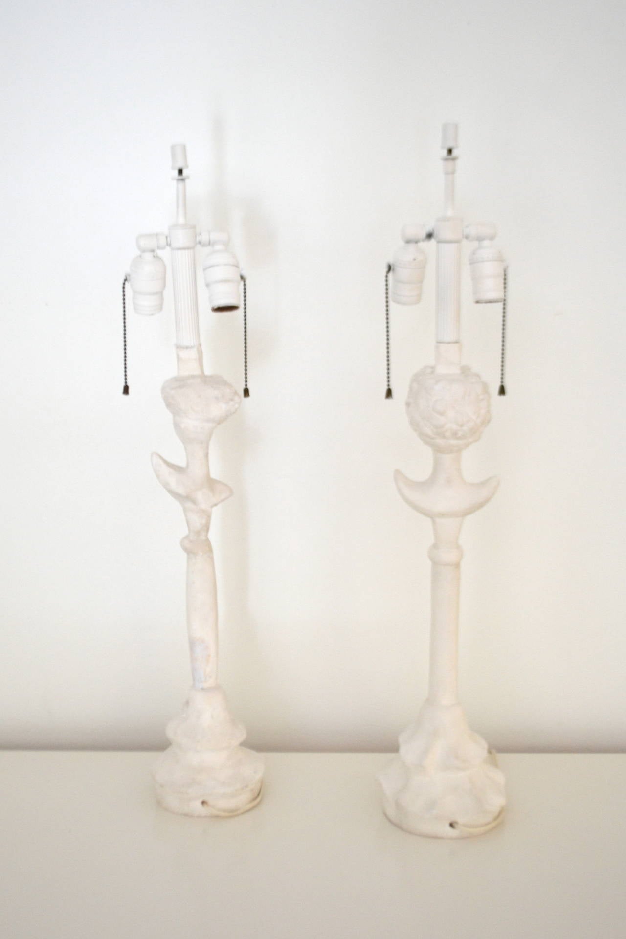 Mid-20th Century Pair of Mid-Century Figural Table Lamps after Giacometti for Jean-Michel Fran