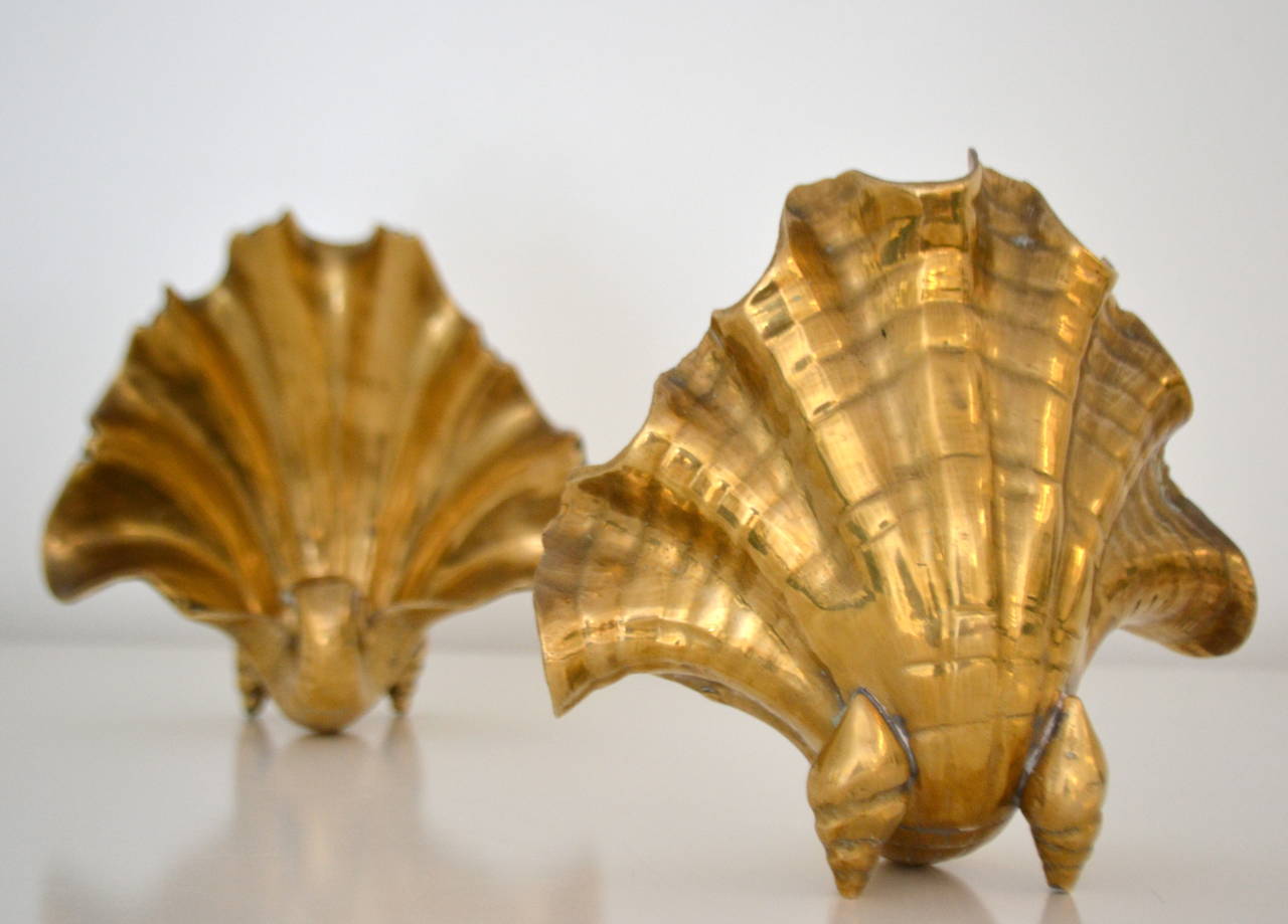 Pair of Brass Shell Garniture 2
