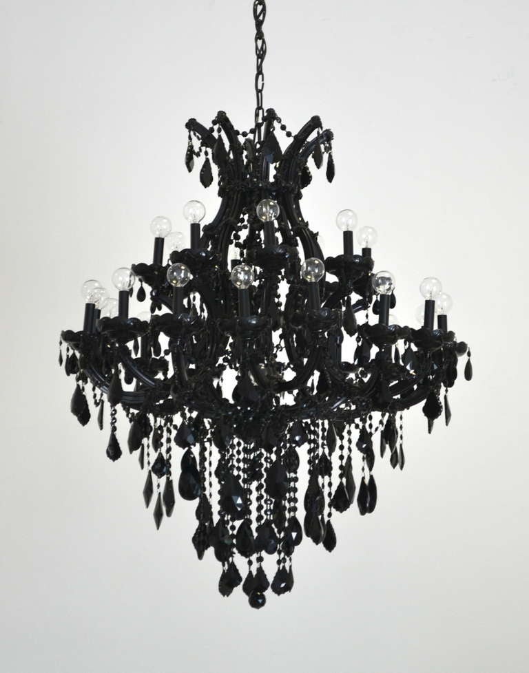 Baroque Revival Black Glass Maria Theresa Style Chandelier