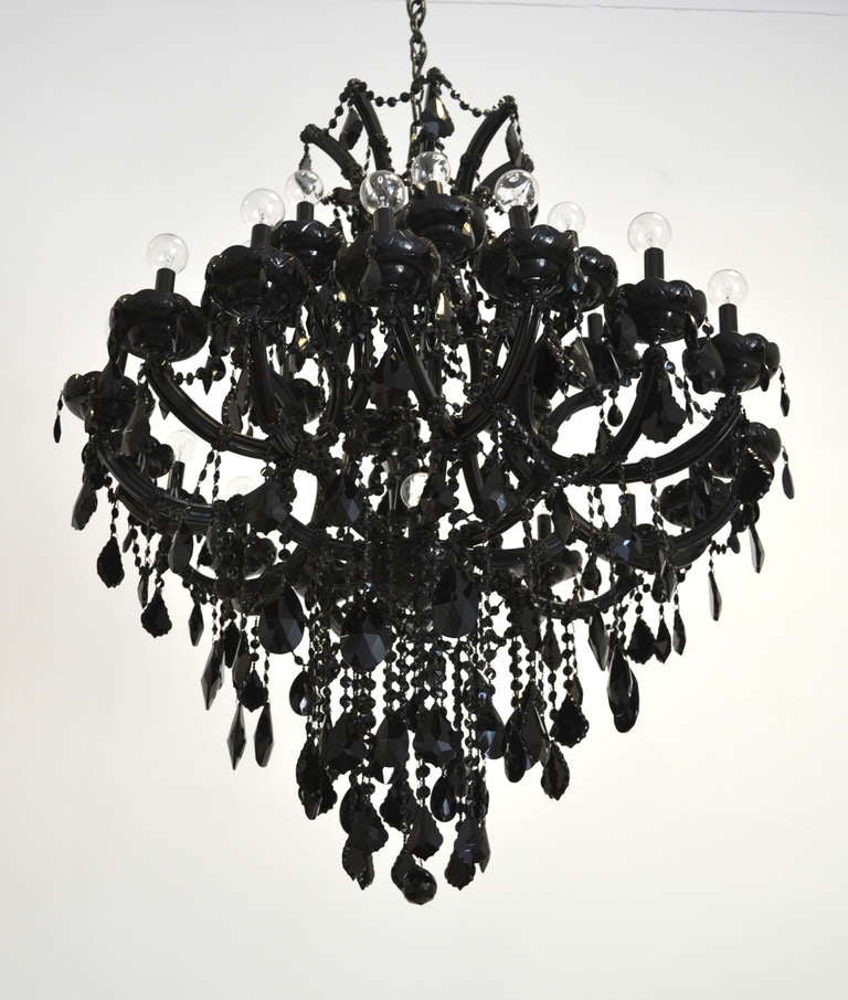 Beaded Black Glass Maria Theresa Style Chandelier