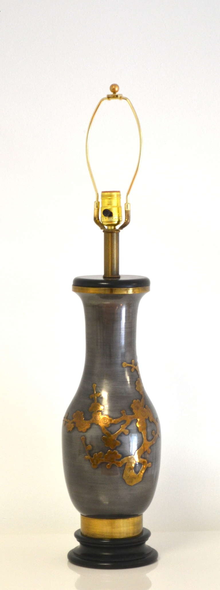 Pewter Pair of Hollywood Regency Table Lamps