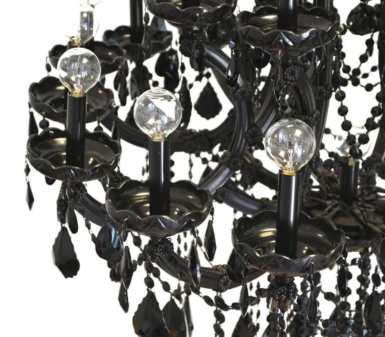 20th Century Black Glass Maria Theresa Style Chandelier