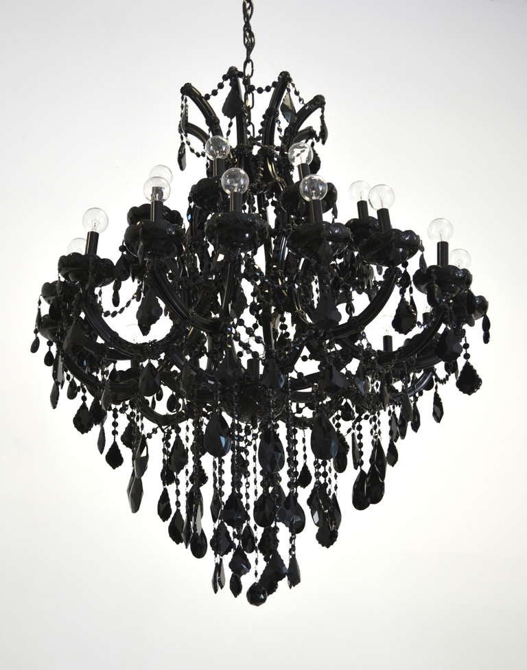 Black Glass Maria Theresa Style Chandelier 1