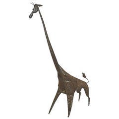 Abstract Brutalist Giraffe Form Sculpture